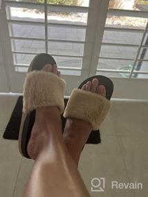 img 5 attached to Furry Comfort And Arch Support: FITORY Women'S Slides For Indoor And Outdoor Wear
