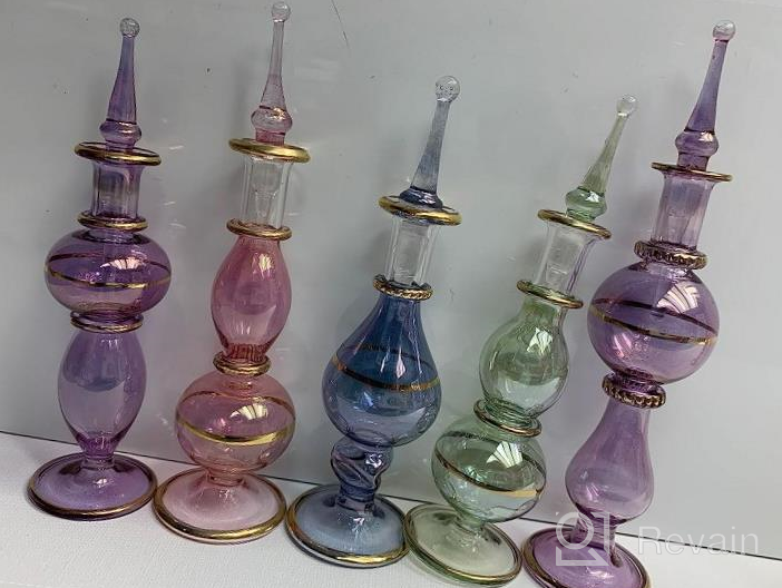 img 1 attached to Set Of 10 Assorted Color Genie Blown Glass Miniature Perfume Bottles By CraftsOfEgypt, 4" High (12Cm), Ideal For Perfumes & Essential Oils - Decorative Vials For Better Aromatherapy Experience review by Esera Warren