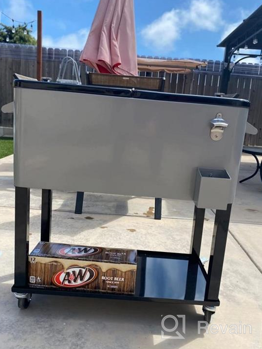 img 1 attached to 80 Quart Rolling Outdoor Cooler Cart On Wheels With Shelf And Bottle Opener - IronGrey Patio Pool Party Drink Beverage Bar review by Reginald Truitt