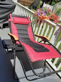 img 7 attached to Негабаритное кресло для отдыха XL Zero Gravity с широким подлокотником и подстаканником, мягким и регулируемым креслом, выдерживает до 400 фунтов - красное от PHI VILLA