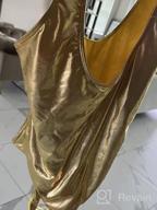img 1 attached to Retro Metallic Gymnastics & Swimwear: Backless High Leg Cut Bodysuits For Women review by Michael Reese