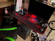 img 1 attached to JUMMICO 44 Inch Gaming Desk Racing Style Computer Desk Office PC Game Table With Free Mouse Pad T-Shaped Gamer Station With Headphone Hook, Gaming Handle Rack, Cup Holder (Black) review by Simon Nugroho