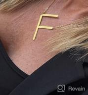 img 1 attached to 📿 Women's 18K Gold Plated Sideways Large Initial Necklace - Stainless Steel Monogram Necklace A-Z Name, Alphabet Letter Necklace for Girls - Trendy Slanted Initial Jewelry for Better SEO review by Kevin Cheek