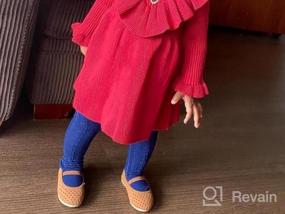 img 7 attached to Curipeer Детские платья-свитера для маленьких девочек с длинным рукавом, ребристый вязаный пуловер, уютное платье с рюшами