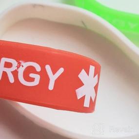 img 3 attached to Medical Alert Wristband for Teens and Kids with Food Allergies - 4 Pack Silicone Bracelets, 6.3-inch ID