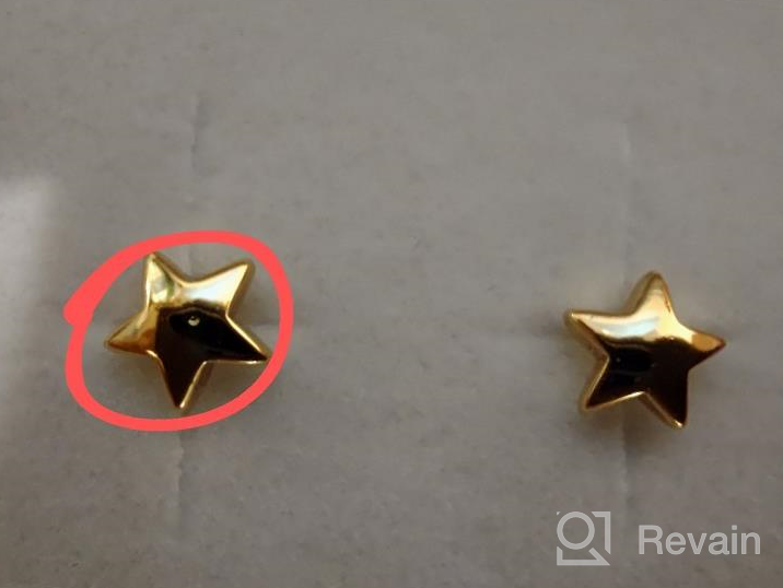 img 1 attached to 6mm Yellow Gold Plated Safety Screw Back Star Earrings for Toddlers and Little Girls - Stylish and Sparkling Kids' Everyday Accessory review by Tamanika Evans