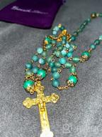 img 1 attached to The Nazareth Store Catholic Green Matte Stone Beads Rosary Necklace: 10mm Pearl Round Beads, Miraculous Medal & Cross - Complete with Velvet Bag review by Kevin Elliott