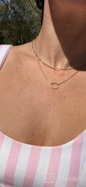 img 1 attached to Handmade 18k Gold Plated Dainty Gold Choker Necklace, Layered Heart Pendant with Arrow Bar, Long Layering Necklace for Women by MEVECCO review by Mike Kimball