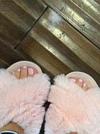 img 1 attached to Women'S Fuzzy House Slippers W/ Arch Support & Cross Band Fluffy Bedroom Comfort review by Vera Lewis