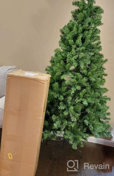 img 1 attached to SHareconn 6Ft Prelit Premium Artificial Hinged Christmas Tree With 330 Warm White & Multi-Color Lights, 1018 Branch Tips And Foldable Metal Stand, Perfect Choice For Xmas Decoration, 6 FT review by Kazuki Vong