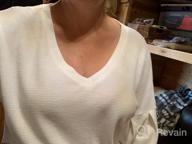 img 1 attached to Women'S V Neck Lantern Sleeve Waffle Knit Tops - Hotouch Long Sleeve Blouse Loose Shirt Pullover Sweater review by Nicholas Reggae