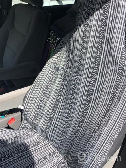 img 1 attached to Multi-Color Baja Stripe Woven Car Seat Covers With 4-Piece Universal Fit And Seat Belt Pad - Ideal For Car, SUV, And Truck Protection By Copap review by Joseph Quintana