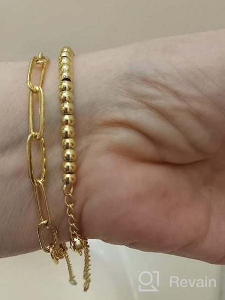 img 1 attached to Gold Initial Bracelets for Teen Girls: Layering Dainty 14K Gold Plated 💫 Bead & Paperclip Link Kids Bracelet with Letter J, Ideal for Women's Initial Jewelry review by Gene Evans