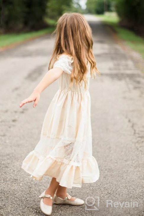 img 1 attached to Toddler Girl Off Shoulder Lace Ruffle Wedding Princess Maxi Dress Boho Gowns Holiday Dresses review by Amanda Thacker