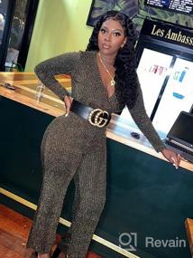 img 7 attached to Sparkling Women'S Jumpsuits: Elegant Clubwear With Long Sleeves, High Waisted, And Wide Leg Pants Perfect For Parties