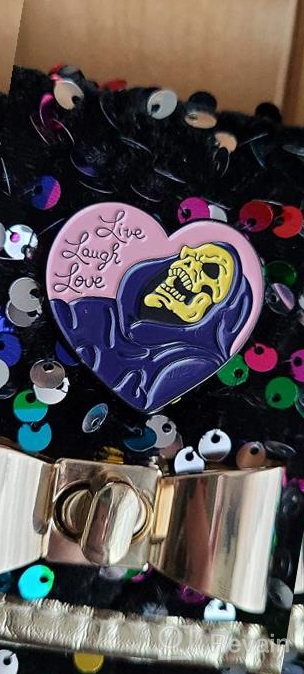 img 1 attached to Live, Laugh, Love - Skeleton - Enamel Pin: Spooky Elegance Embodied review by Jenny Gase