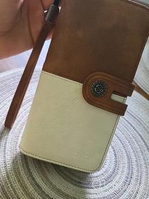 img 7 attached to CLUCI Beige Leather Women'S Wallet With Brown Accents - Large Designer Card Holder And Travel Clutch With Wristlet For Organizing