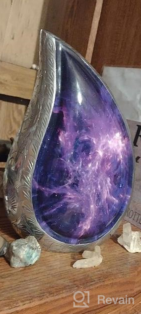 img 1 attached to Starry Sky Teardrop Urns: Elegant Funeral Urns For Ashes - Engraved Aluminum For Adults - Stunning Display Burial At Home Or Columbarium Niche review by Mariah Johnson