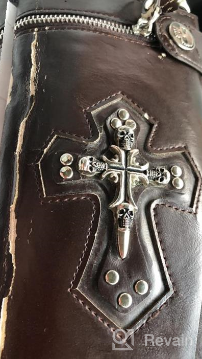 img 1 attached to 🖤 Edgy and Stylish Gothic Zipper Checkboot Leather Wallet for an Unforgettable Look review by Ricky Mills