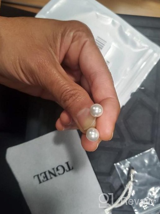 img 1 attached to Titanium Pearl Stud Earrings with Pink Simulated Shell Pearls - Hypoallergenic for Women and Girls 💎 with Sensitive Ears - Includes Pure Titanium Earring Backs - Available in 6mm and 8mm Rounds from TGNEL review by Steven Thelin