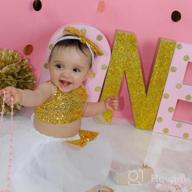 img 1 attached to Adorable 3Pc Princess Outfit Set For Toddler Baby Girls - Gold Sparkle Sequins Tops & Tutu Skirt! review by Michael Moulton