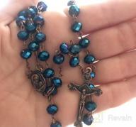 img 1 attached to Nazareth Store Vintage Religious Rosary Necklace with Deep Blue Crystal Beads, Catholic Prayer Pendant including Jerusalem's Holy Soil Medal and Cross - Holy Land Antique Rosaries Collection review by Keith Wachtel