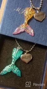 img 4 attached to 🧜 MJartoria BFF Necklaces for 2 - Cute Blue and Gold Color Mermaid Tail Pendants with Silver Heart Charms, Engraved Best Friends Friendship Necklaces. Perfect Gifts!