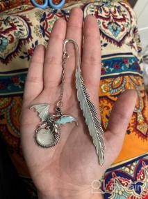 img 5 attached to Vintage Glow in The Dark Metal Bookmarks: Dragon & Owl Antique Silver 2 Pack, Perfect Gift for Men and Women