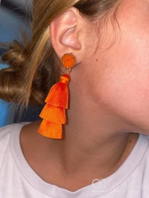 img 1 attached to Colorful Layered Tassel Earrings - Bohemian Tiered Tassel Druzy Stud Dangle Drop Earrings for Women and Teen Girls - Perfect Christmas or Valentine's Day Gift review by Andrew Dickens