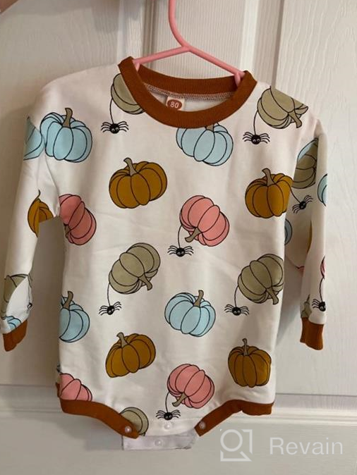 img 1 attached to 🎃 Pumpkin Sweatshirt Romper: Oversized Long Sleeve Onesie for Baby Halloween Outfit - Girl/Boy | Fall Baby Clothes review by Darius Slater