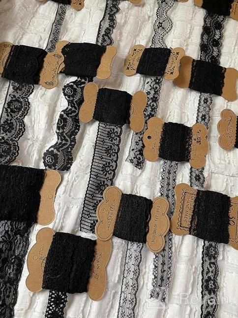 img 1 attached to 37.5 Yards Of 15 Rolls Mixed Black Floral Pattern Fabric Lace Ribbon For Wedding Invitations, Cards, Decor, Sewing, Hairbows, And Gift Wrapping By BENECREAT review by Danielle Rogers