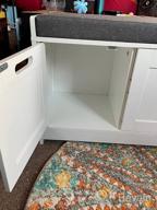img 1 attached to Storage Bench With 2 Cabinets, Drawer And Cushion - Entryway Organizer For Shoes, Home Office Or Bedroom - Grey review by Joseph Mathis