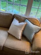 img 1 attached to Navy Blue 18X18 Inch Outdoor Pillow Cover With Burlap Linen Trim And Tailored Edges - Phantoscope Farmhouse Decorative Throw Pillow. review by Chip Palmer