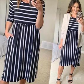 img 6 attached to 👖 Halife Women's Stripe Casual Dress with Pockets & Elastic Waist - 3/4 Sleeves