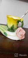 img 1 attached to Pink Tea Cups And Saucers Set (Yellow) By Beddinginn review by Haji Anderson