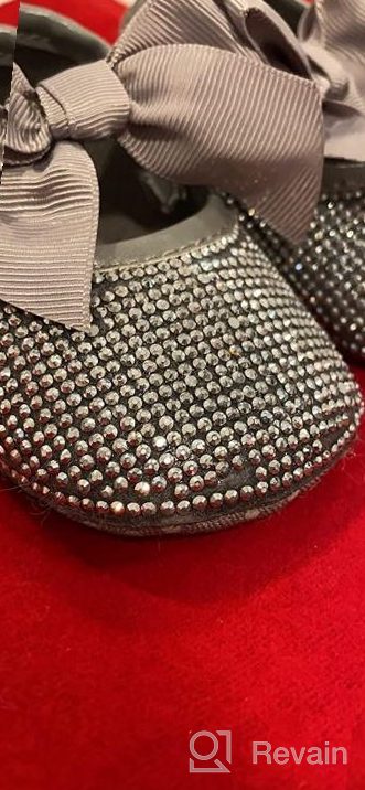 img 1 attached to Sparkling Bow Diamond Princess Mary Jane Flats for Baby Girls - Anti-Slip Infant Crib Shoes review by Jeff Wieczorek