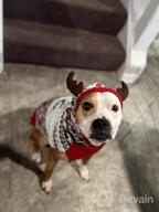 img 1 attached to KYEESE Christmas Dog Sweater Hoodie Reindeer Red Dogs Knitwear Pullover Pet Sweater With Leash Hole Ugly Christmas Dog Sweater For Small Dogs review by Eliot Wahl
