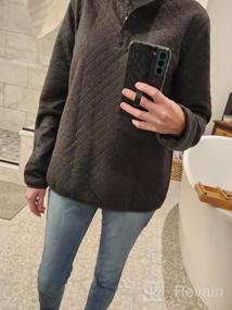 img 6 attached to Женская стеганая толстовка с длинным рукавом и застежкой на пуговицах, пуловер, рубашка, топ