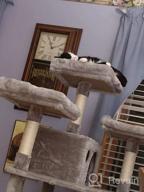 img 1 attached to Bewishome Light Grey Cat Tree Condo With Multiple Perches, Houses, Hammock, And Sisal Scratching Posts - Large Kitty Tower Furniture And Activity Center For Kitten Play And Lounging (Model MMJ03G) review by Jhon Clark