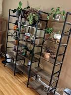 img 1 attached to SUPERJARE Triple 5 Tier Bookshelf, Bookcase With 14 Open Display Shelves, Ladder Bookshelf, Wide Book Shelf Book Case With Steel Frame, Wood Board, For Home & Office, Vintage Brown review by Raquel Peterson