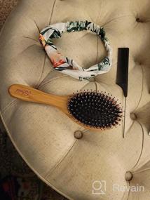 img 5 attached to Boar Bristle Hairbrush Set For Thick Curly Long Wet Or Dry Hair - Best Oval Paddle Bamboo Brush To Reduce Frizz, Make Hair Smooth & Shiny