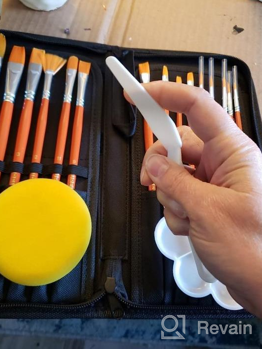 img 1 attached to AUREUO Watercolor Paint Brush Set - 15 Nylon Painting Brushes, Sponge & Color Palette With A Pop-Up Carrying Case As Paint Brush Holder For Beginner Watercolor Painting review by Justin Newport