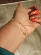 img 1 attached to Dainty 14K Gold Filled Initial Bracelets with Personalized Disc Monogram Charm - Perfect Gift for Women & Girls by MONOZO review by Juan White