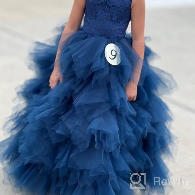 img 1 attached to Miami Cross Back Lace Tulle Ruffle Flower Girl Dress Junior Bridesmaid Dress – Ideal for Weddings review by Brad Arthur