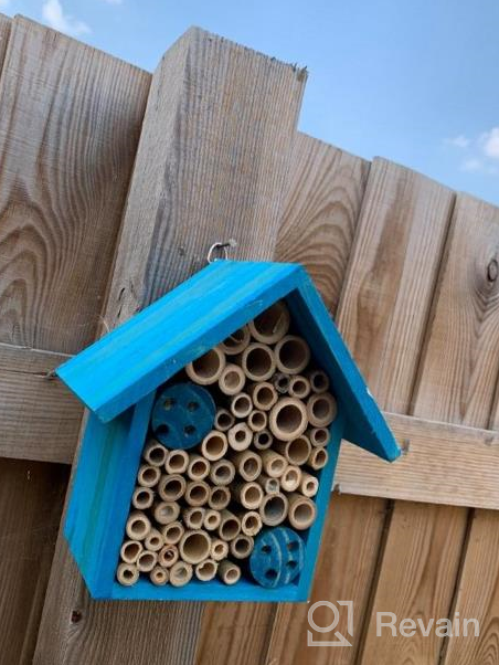 img 1 attached to FSC Certified Wood Mason Bee House For Solitary Bees - Attract Pollinators To Your Garden With Bamboo Tube Hotel. review by William Belczyk