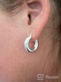 img 8 attached to Stylish Chunky Hoop Earrings for Women - Shiny Polished Round-Tube Hoops with Sterling Silver Posts: Perfect Gift for Women and Girls