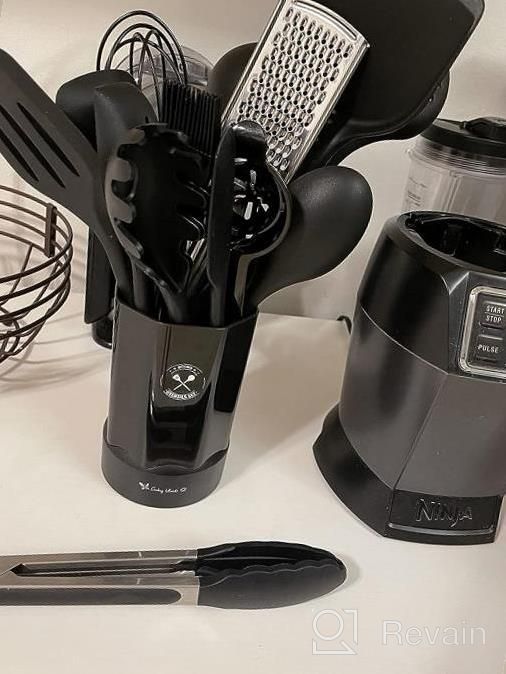 img 1 attached to Deedro 16-Piece Black Silicone Kitchen Utensils Set - Heat Resistant Cooking Tools With Holder, Non-Stick Spatula Gadgets For Baking And Cooking review by John Munajj