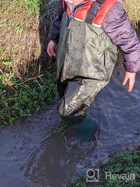 img 1 attached to LANGXUN Chest Waders For Kids, Lightweight And Breathable PVC Fishing Waders For Toddler & Children, Waterproof Hutting Waders For Boys And Girls, Age 4/5 Little Kid review by Rick Gondoras