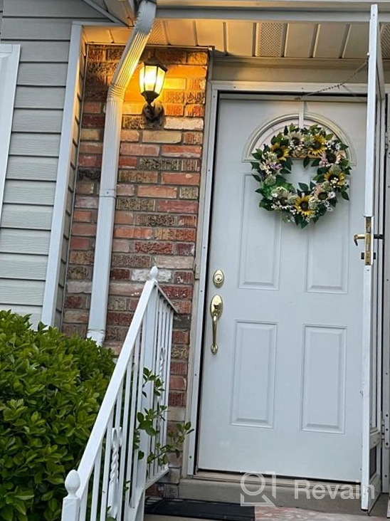 img 1 attached to Handmade TechKen Spring Wreath With 3 Color Hydrangeas And Grapevine For Front Door And Window Decor review by Jeremy Adams