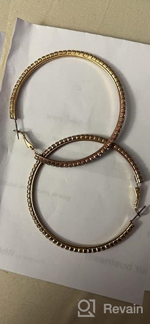 img 1 attached to 💎 Stunning NLCAC 14K Gold Plated Big Hoop Earrings Set - 3 Pairs with Crystal Rhinestones in 50mm, 60mm, 70mm Sizes review by Janet Nelson